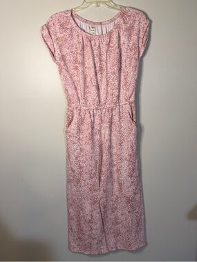 Oshkosh b'gosh girls size 14/14A pants romper pink floral short sleeve w pockets